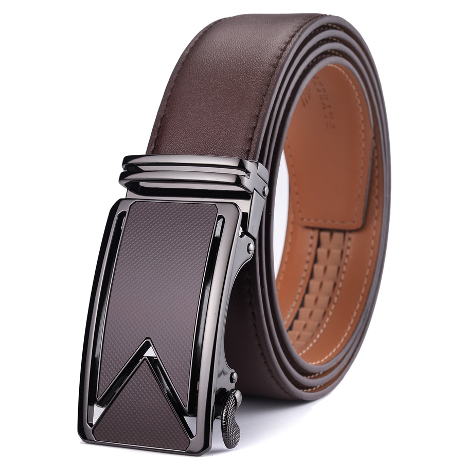Men's Geometric Buckle Leather Belt
