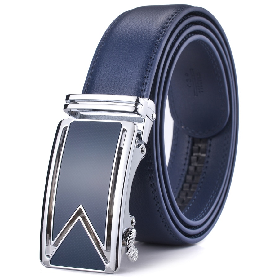 Men's Geometric Buckle Leather Belt