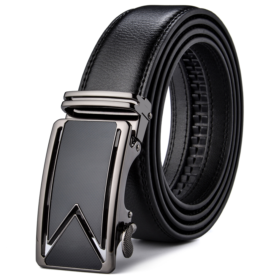 Men's Geometric Buckle Leather Belt