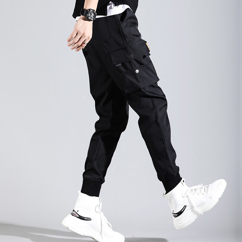 Black Harajuku Men's Pants with Pockets