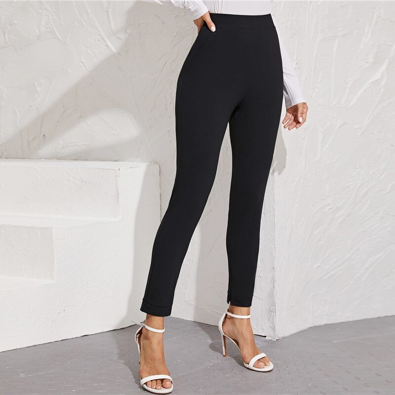 Women's Elastic Formal Solid Color Pants
