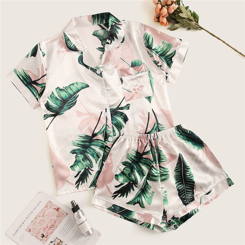 Women's Pajama Set in Tropical Print